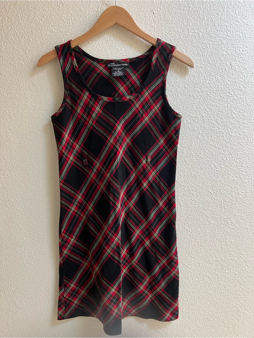 Plaid Sleeveless Dress in Red and Black